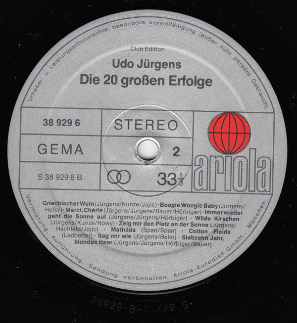 baixar álbum Udo Jürgens - Die 20 Großen Erfolge