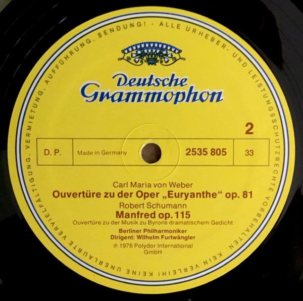 Album herunterladen Schumann, Weber Furtwängler, Berlin Philharmonic Orchestra - Symphony No 4 Manfred Overture Euryanthe Overture