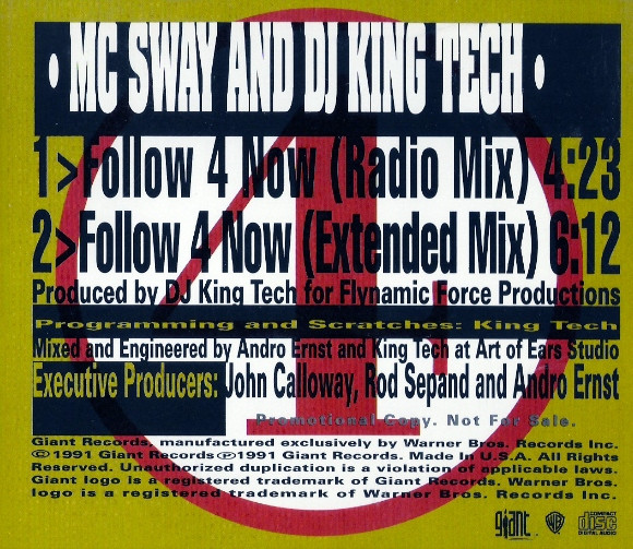 MC Sway & DJ King Tech – Follow 4 Now (1991, CD) - Discogs