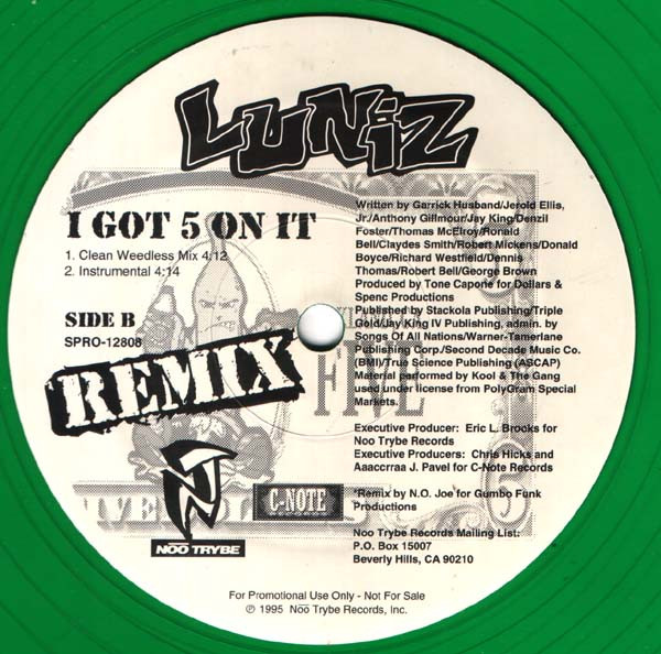 Luniz – I Got 5 On It (Remix) (1995, Vinyl) - Discogs