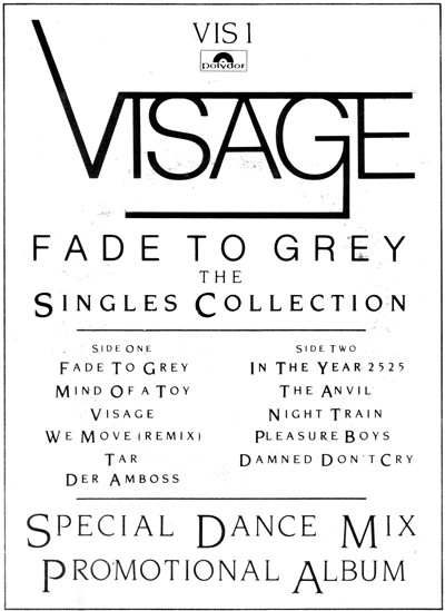 last ned album Visage - Fade To Grey The Singles Collection Special Dance Mix Promotional Album