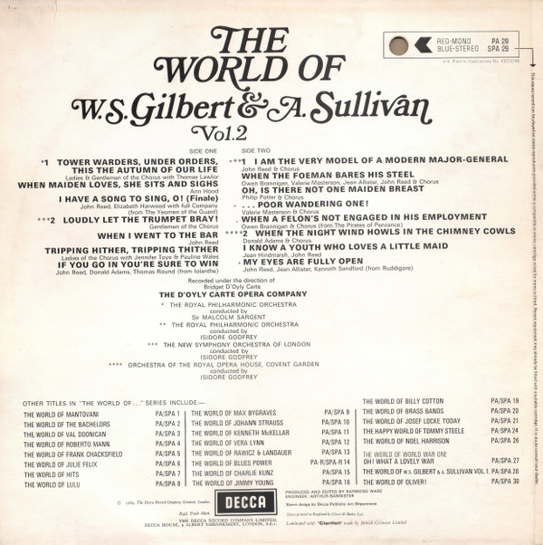 baixar álbum W S Gilbert & A Sullivan - The World Of WS Gilbert A Sullivan Vol 2