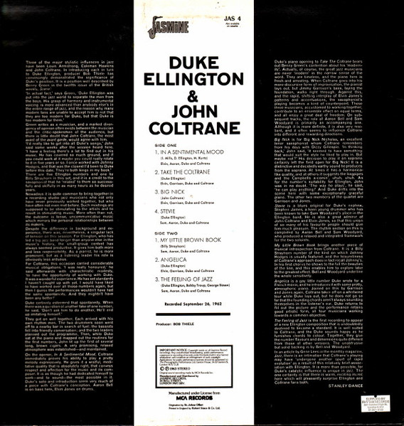 LP/GF Duke Ellington & John Coltrane Duke Ellington & John AS30