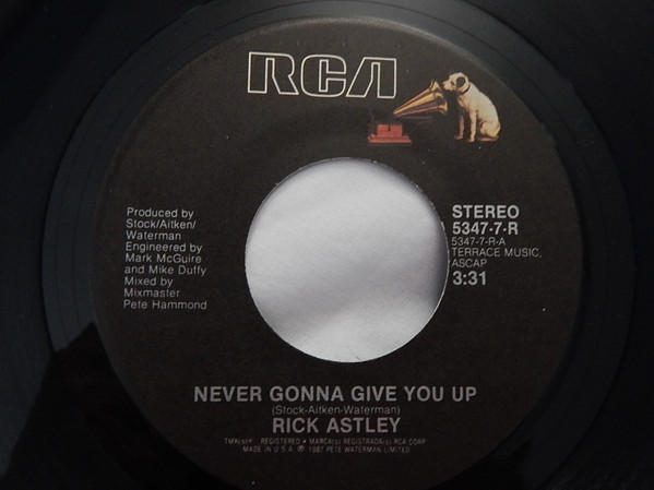 Rick Astley – Never Gonna Give You Up (1987, Vinyl) - Discogs, dqw4w9wgxcq  b 