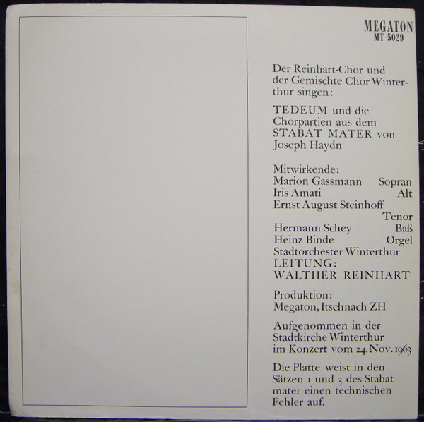 descargar álbum Haydn, Various, Walter Reinhart - Tedeum Stabat Mater
