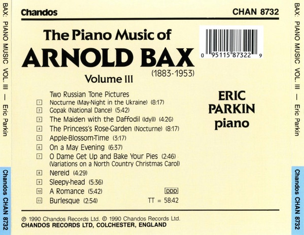 last ned album Arnold Bax, Eric Parkin - The Piano Music of Arnold Bax Volume 3