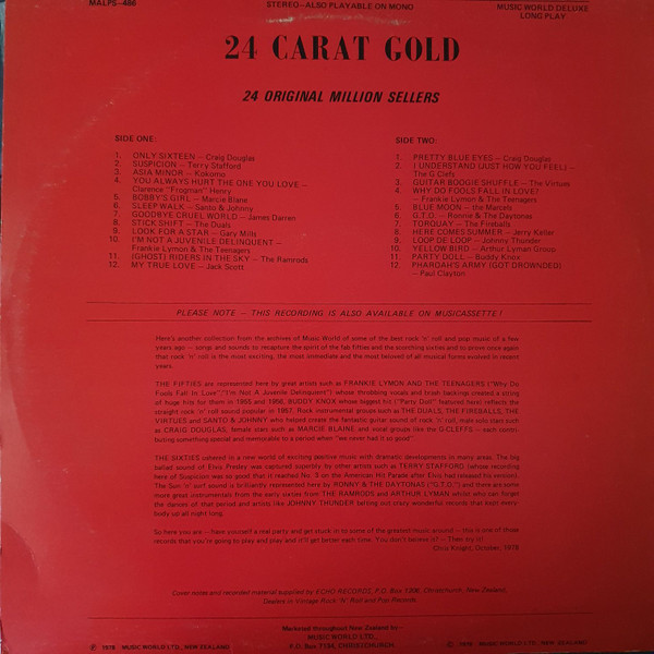 lataa albumi Various - 24 Carat Gold 24 Original Million Sellers