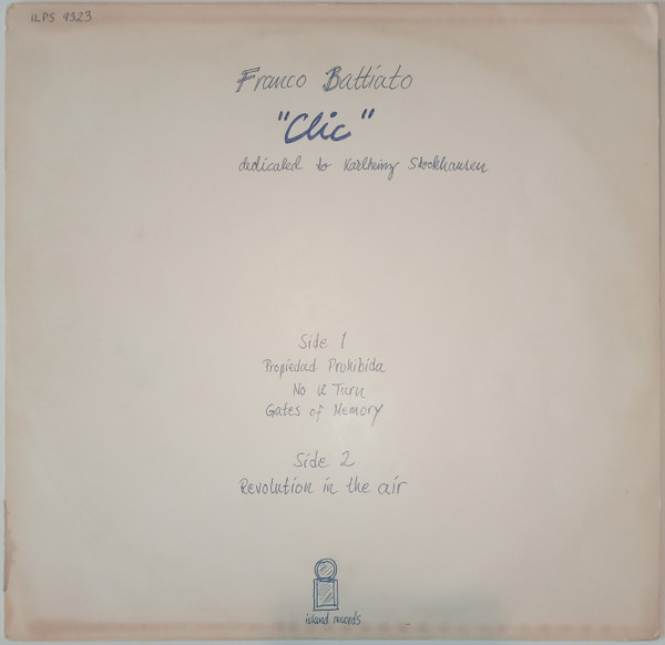 Franco Battiato – Clic (1975, Vinyl) - Discogs