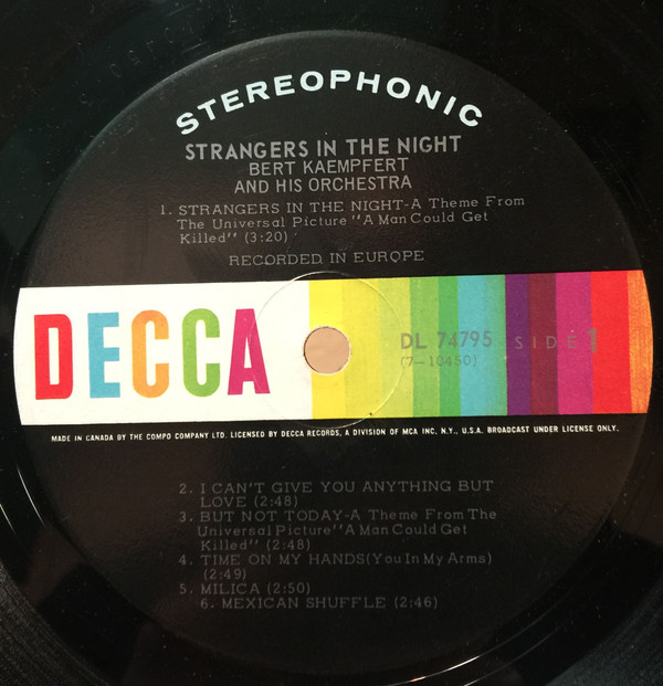 Bert Kaempfert And His Orchestra - Strangers In The Night | Decca (DL 74795) - 3