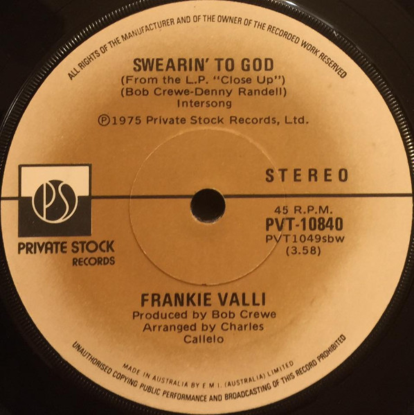 Frankie Valli - Swearin' To God | Releases | Discogs