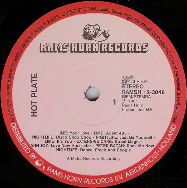 Various - Hot Plate | Rams Horn Records (RAMSH 12-3046) - main