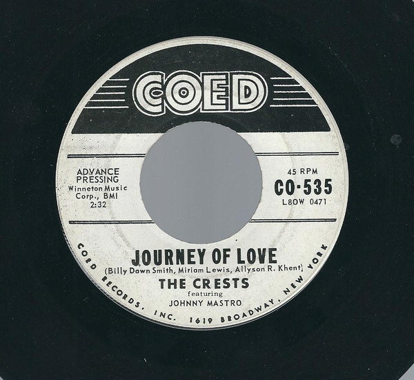 The Crests – Journey Of Love (1960, Vinyl) - Discogs