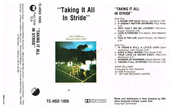 Mark Williams – Taking It All In Stride (1977, Cassette) - Discogs