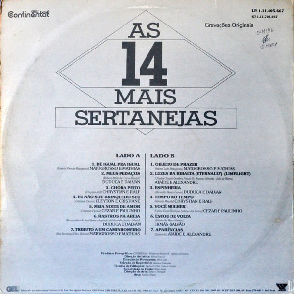 descargar álbum Various - As 14 Mais Sertanejas