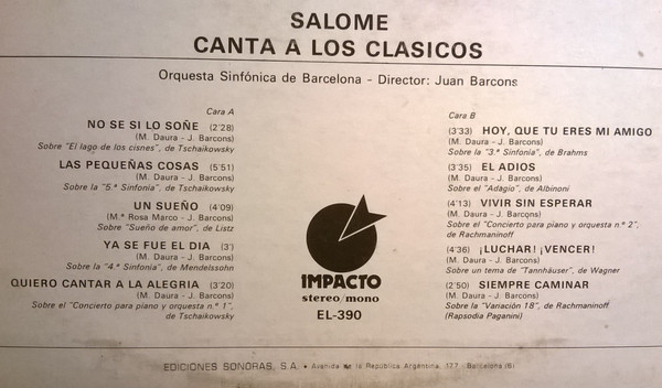 Salomé - Canta Temas Clásicos, Releases