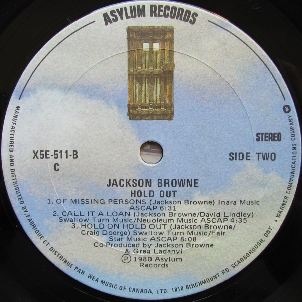 Jackson Browne - Hold Out | Asylum Records (X5E-511) - 4