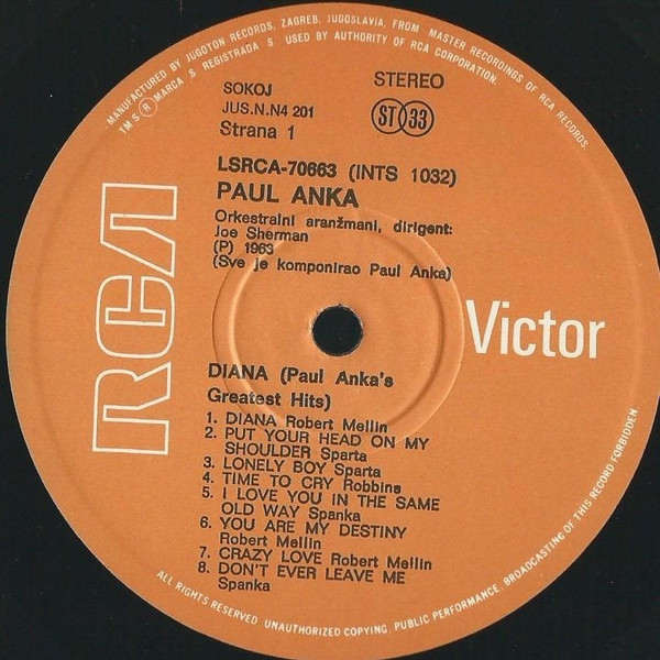 last ned album Paul Anka - Diana Paul Anka Pjeva Svoje Najveće Uspjehe