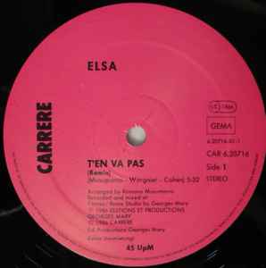 Elsa – T'En Va Pas (Remix) (1986, Vinyl) - Discogs