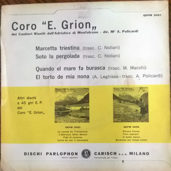 lataa albumi Coro E Grion Dei Cantieri Riuniti Dell'adriatico Di Monfalcone - Marcetta Triestina