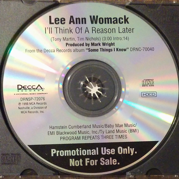Lee Ann Womack – I'll Think Of A Reason Later (1998, CD) - Discogs