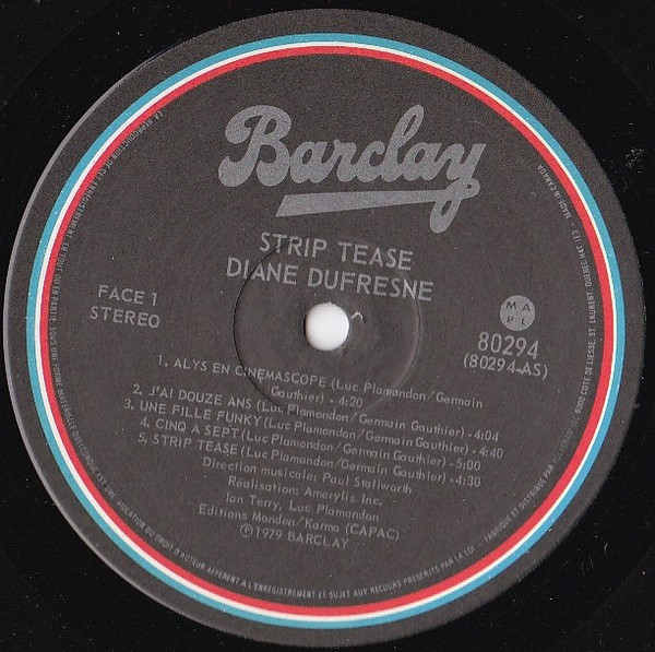 Diane Dufresne - Strip Tease [Vinyl] | Barclay (80294) - 3