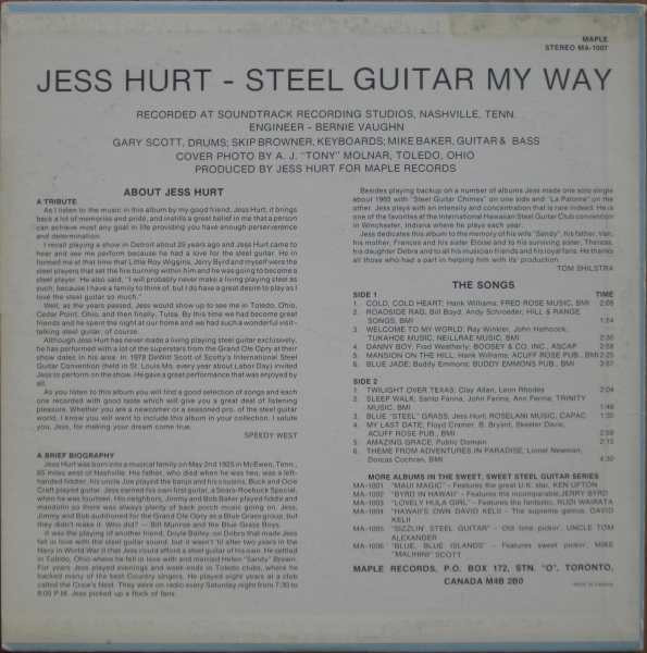 baixar álbum Jess Hurt - Steel Guitar My Way