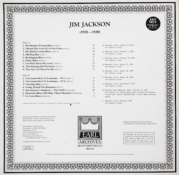 Album herunterladen Jim Jackson - The Best Of Jim Jackson 1928 1930