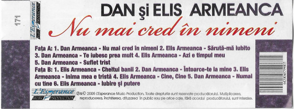 télécharger l'album Dan Și Elis Armeanca - Nu Mai Cred In Nimeni Manele De Catifea