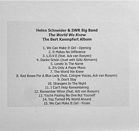 last ned album Helen Schneider & SWR Big Band - The World We Knew The Bert Kaempfert Album