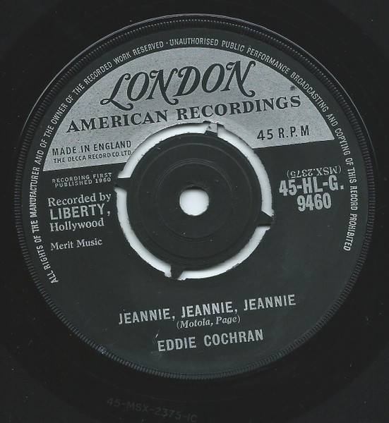 Eddie Cochran – Jeannie, Jeannie, Jeannie (1960, Vinyl) - Discogs