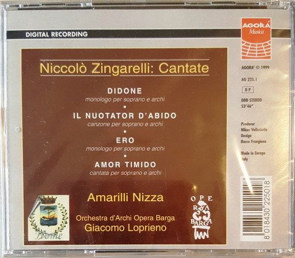 télécharger l'album Niccolò Zingarelli, Amarilli Nizza, Giacomo Loprieno - Cantate