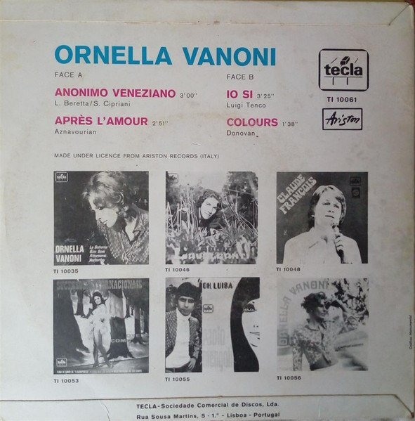 Ornella Vanoni Anonimo Veneziano Vinyl Discogs