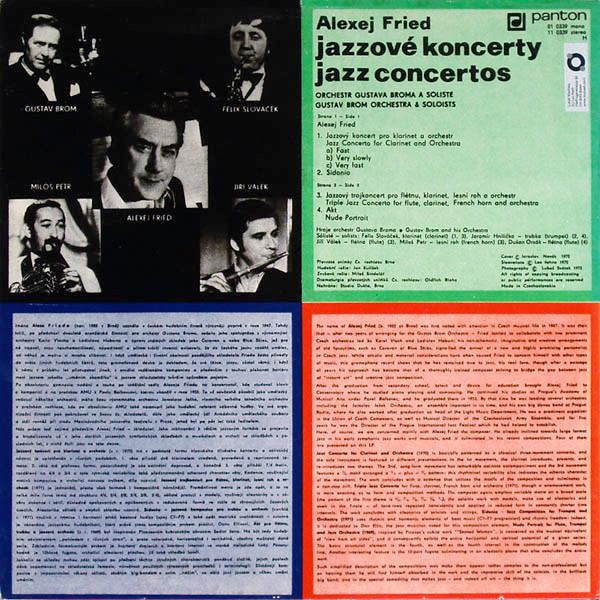 télécharger l'album Alexej Fried, Gustav Brom Orchestra, Felix Slováček - Jazzové Koncerty Jazz Concertos