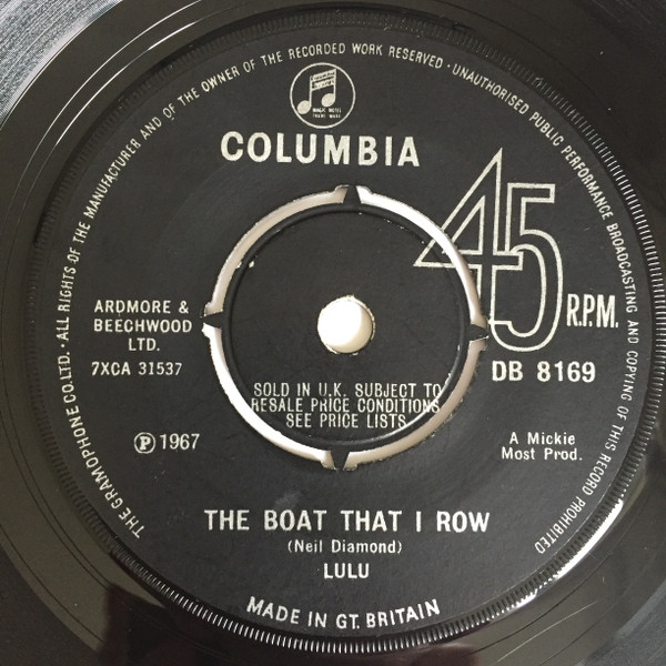 Lulu The Boat That I Row 1967 4 Prong Knockout Centre Vinyl