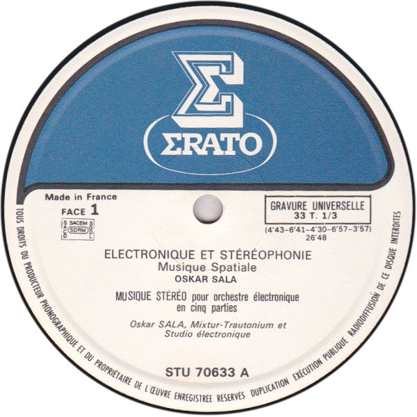 Oskar Sala / Harald Genzmer - Électronique Et Stéréophonie (Musique Spatiale) | Erato (STU 70633) - 5