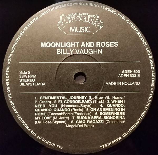 lataa albumi Billy Vaughn - Moonlight And Roses