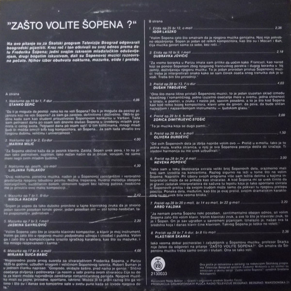 lataa albumi Download Various - Zašto Volite Šopena album
