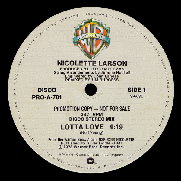 Nicolette Larson – Lotta Love (1978, Vinyl) - Discogs