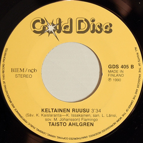 Taisto Ahlgren – Kadotettu Nuoruus / Keltainen Ruusu (1990, Vinyl) - Discogs