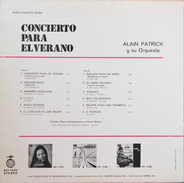 baixar álbum Alain Patrick - Concierto Para El Verano