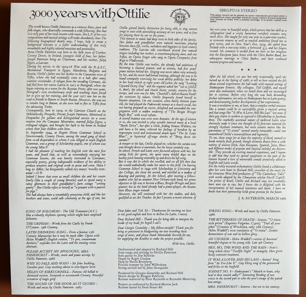 Ottilie Patterson - 3000 Years With Ottilie | Sunbeam Records (SBRLP5116) - 3