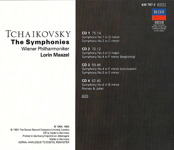 télécharger l'album Tchaikovsky, Wiener Philharmoniker Lorin Maazel - Tchaikovsky The Symphonies
