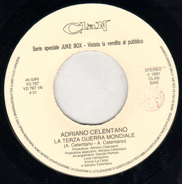 last ned album Adriano Celentano - La Terza Guerra Mondiale Letto Di Foglie