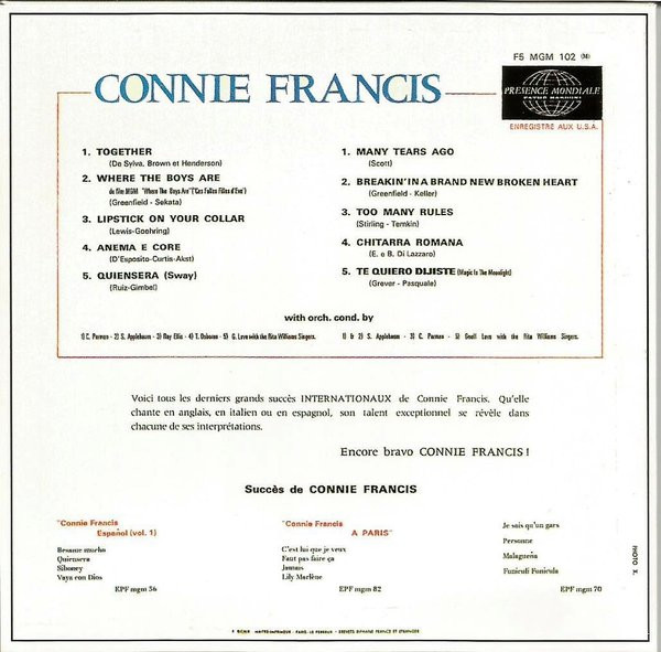 télécharger l'album Connie Francis - More Greatest Hits A Paris