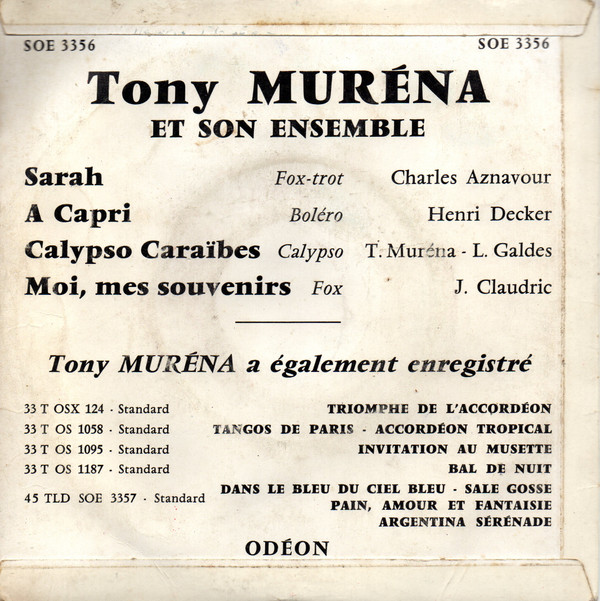 baixar álbum Tony Murena Et Son Ensemble - Sarah