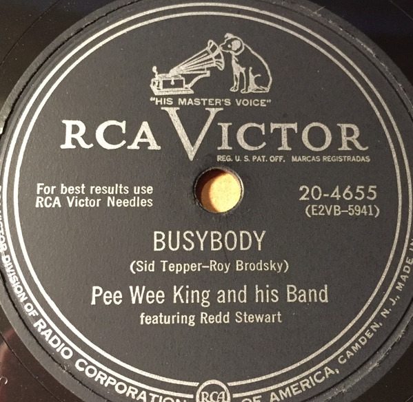 Pee Wee King And His Band – Busybody / I Don't Mind (1952, Vinyl