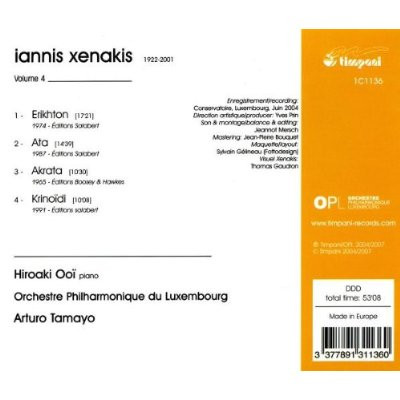 lataa albumi Iannis Xenakis Hiroaki Ooï, Orchestre Philharmonique Du Luxembourg, Arturo Tamayo - Orchestral Works Vol IV