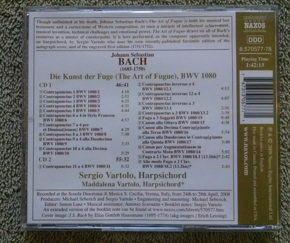 ladda ner album JS Bach, Sergio Vartolo, Maddalena Vartolo - The Art of Fugue BWV 1080