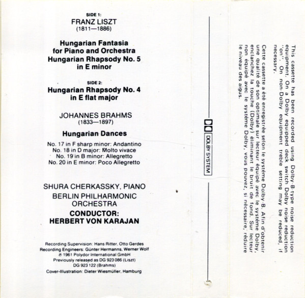 baixar álbum Download Franz Liszt Johannes Brahms Shura Cherkassky, Berlin Philharmonic Orchestra, Herbert von Karajan - Hungarian Fantasia Hungarian Rhapsodies Nos 4 5 Hungarian Dances Nos 17 18 19 20 album