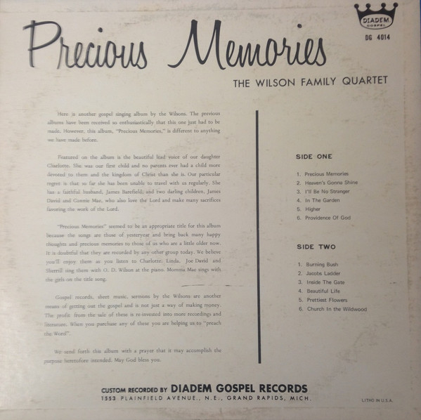 descargar álbum The Wilson Family Quartet - Precious Memories